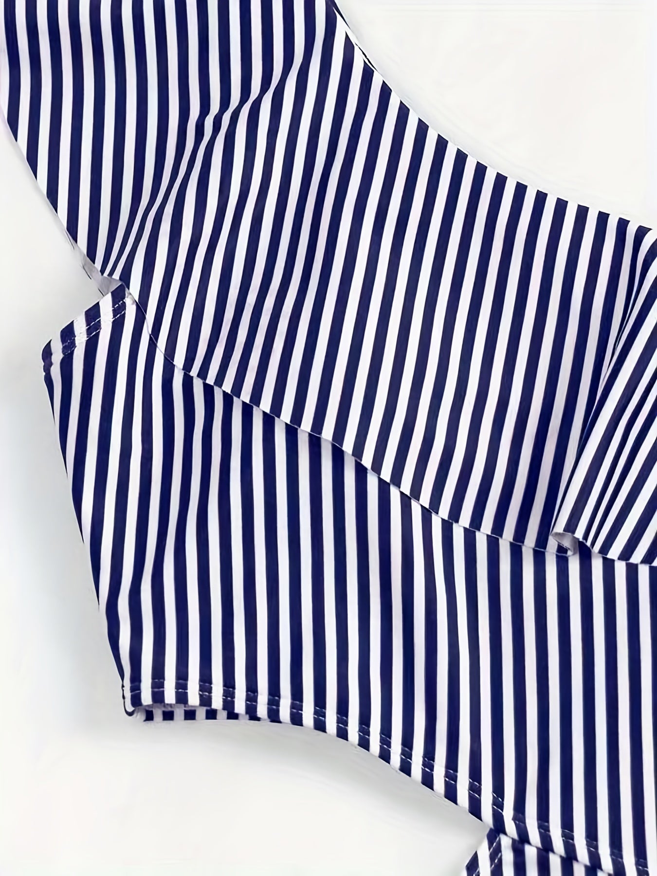 Striped Print One Shoulder Ruffle One Piece Swimsuit Cut Out Bathing Suit