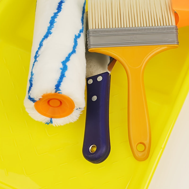 Paint Tool Set Roller Tray Stainless Steel Putty Latex Brush Coating House