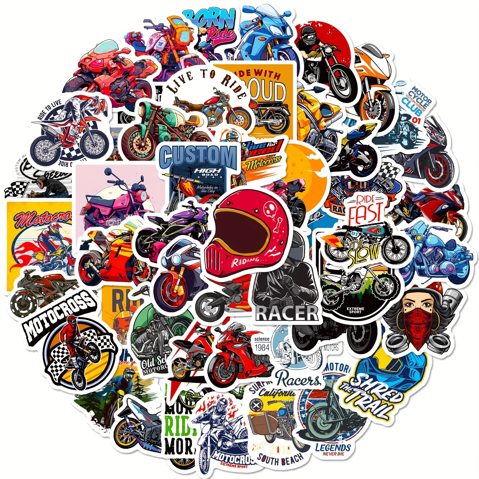 50pcs Motorcycle Club Stickers Waterproof Stickers For Kids Teens Adults