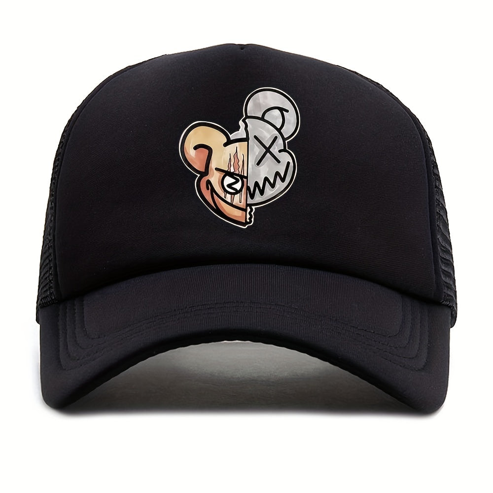 Men's Outdoor Sunshade Baseball Cap Cartoon Print Mesh Hat Hip Hop Hat