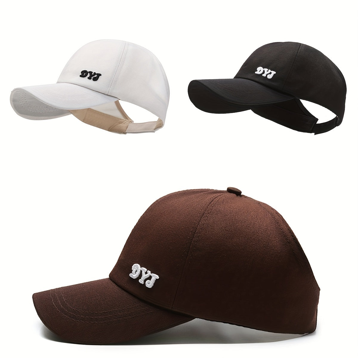 Backless Ponytail Baseball Cap Embroidered Sun Hat for Women