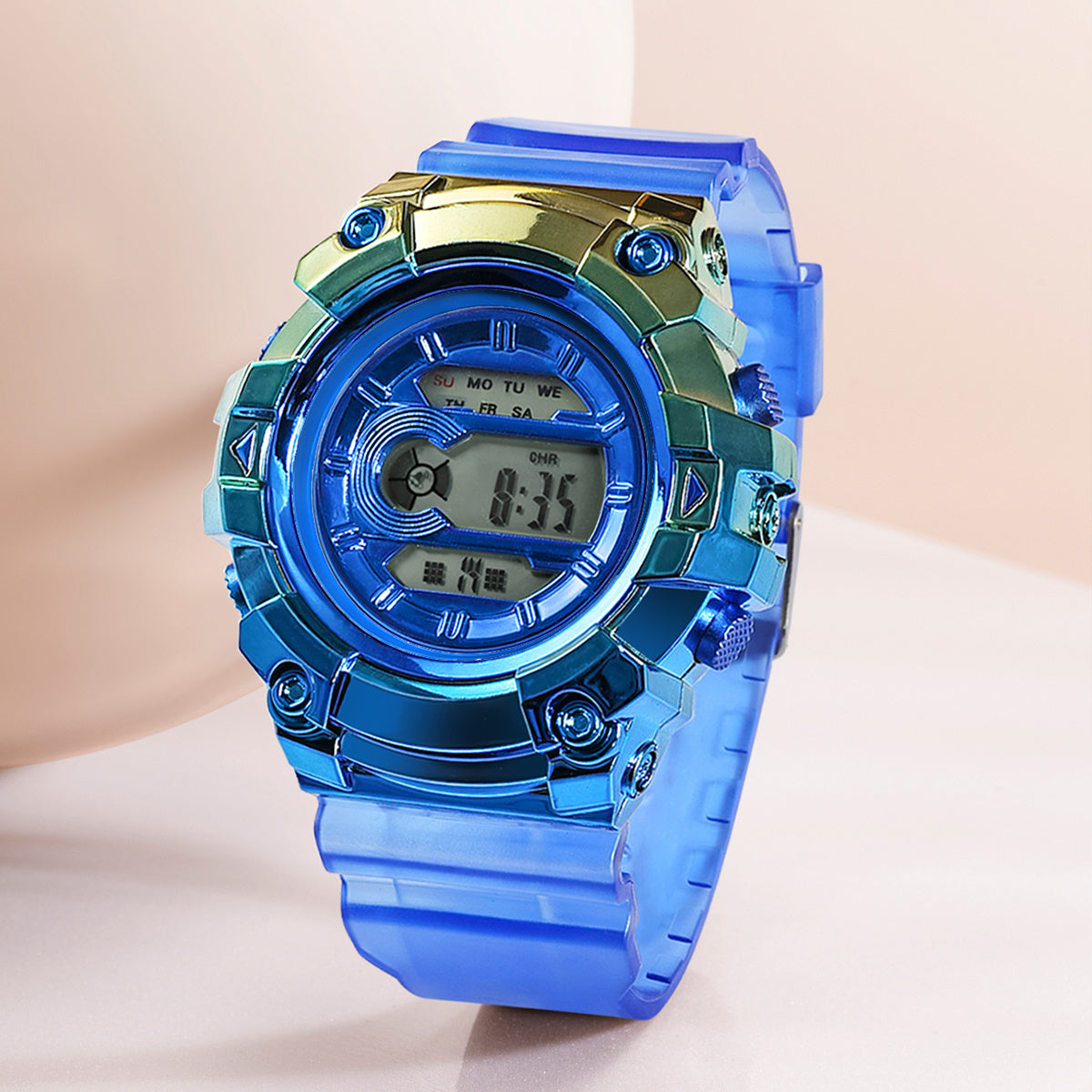 Transparent Strap Bright Gradient Student Watch