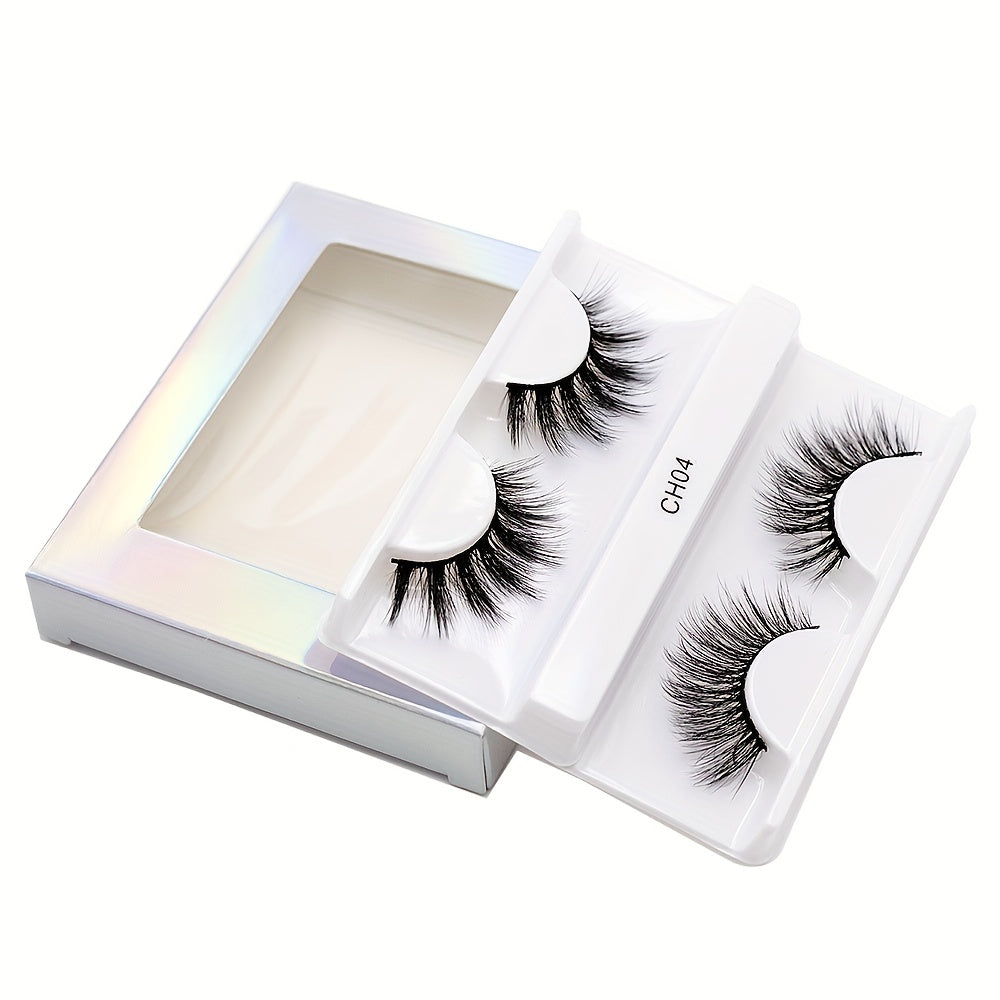 2 Pairs 8D Thick False Eyelashes Cross Faux Mink Hair Curling Natural Lashes