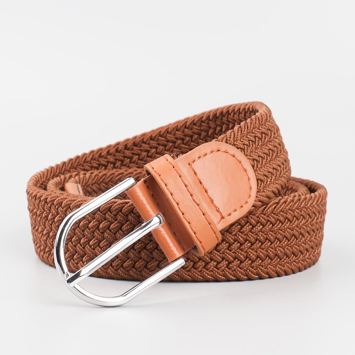 Men's Stretch Woven Braid Belt Canvas Elastic Fabric Woven Stretch Multicolored