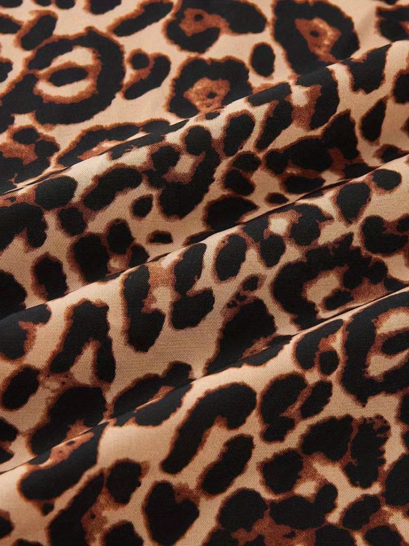 Women's Plus Leopard Print Short Sleeve Round Neck Casual Dress