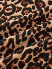 Women's Plus Leopard Print Short Sleeve Round Neck Casual Dress