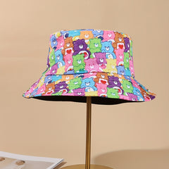 1pc Bear Bucket Hat Double sided Wearable Sunshade Sunscreen