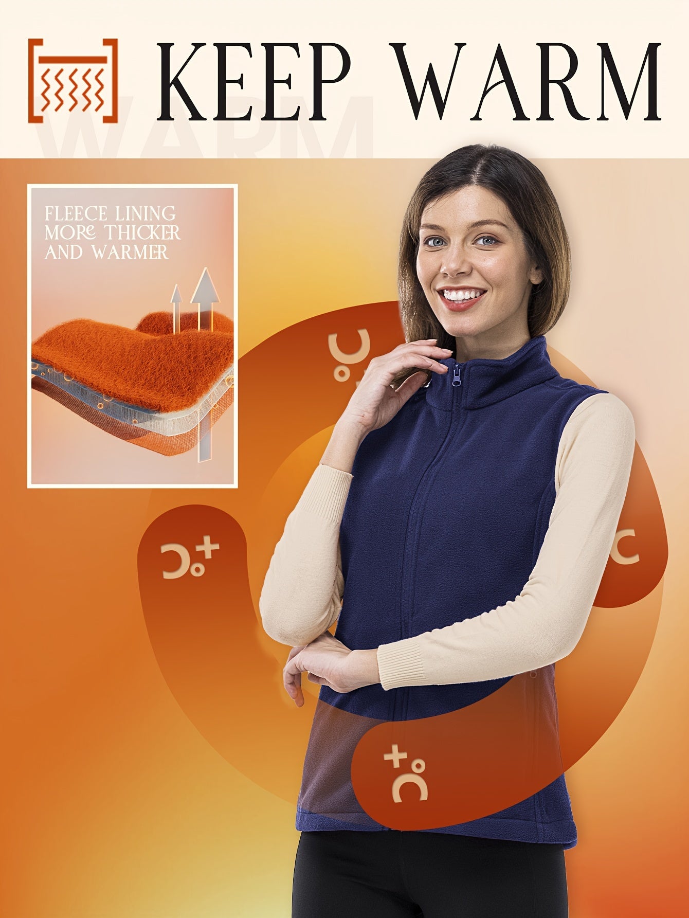 Sporty Sleeveless Zip Front Vest With Pockets Fleece Liner