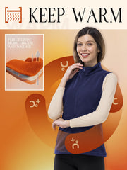 Sporty Sleeveless Zip Front Vest With Pockets Fleece Liner