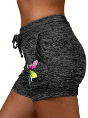 Dragonfly Print Drawstring Shorts Women's Casual Summer Shorts