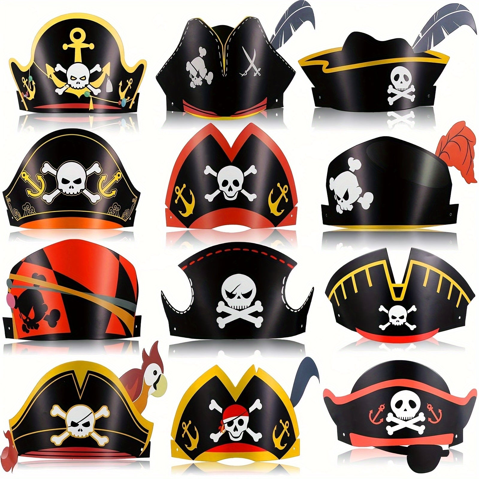 12pcs Pirate Costume Set with Hats for Parties and Halloween