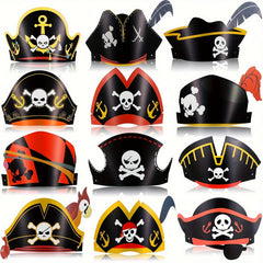12pcs Pirate Costume Set with Hats for Parties and Halloween