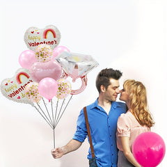 10pcs Rose Ring Shaped Balloons - Love Aluminum Film Balloons Set for Confetti