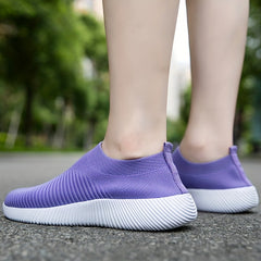 Women's Purple Slip on Walking Shoes Breathable Flat Shoes