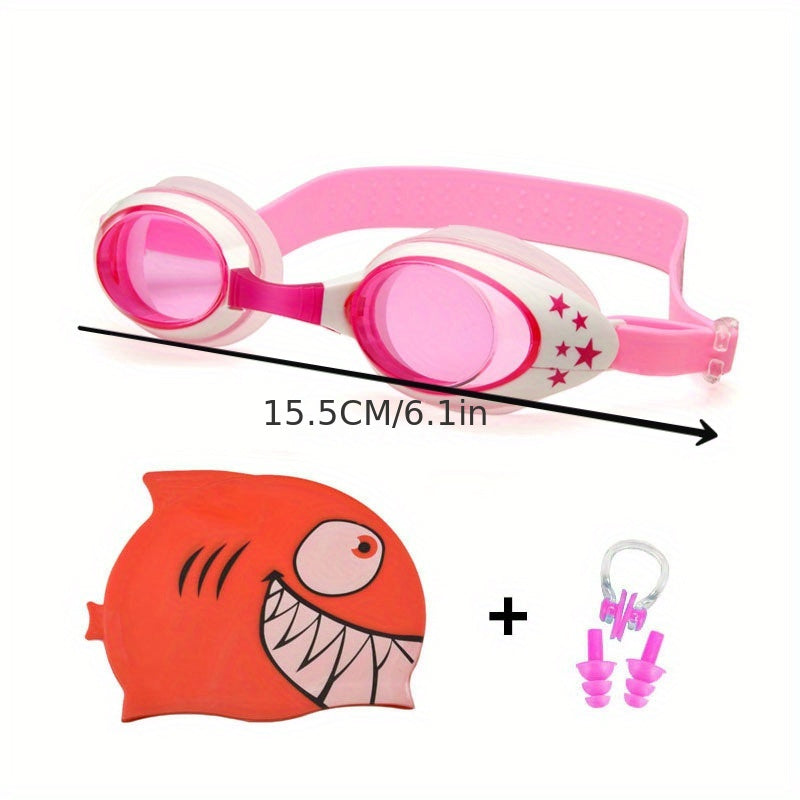 Kids' Swimming Set: Cap, Nose Clip, Earplugs, Goggles