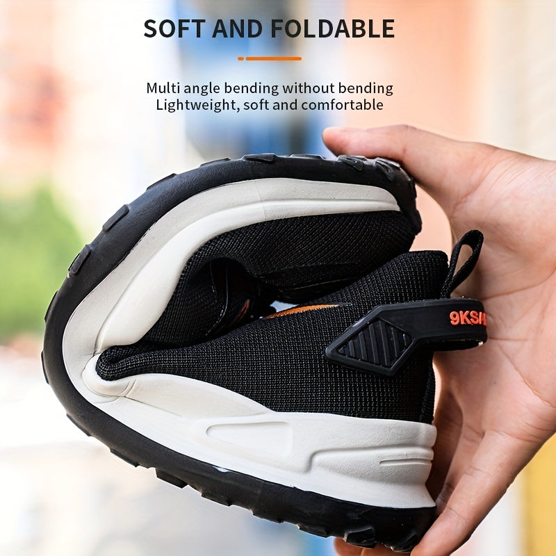 Men's Striped Work Safety Shoes Puncture-Proof Anti-skid Steel Toe Lightweight