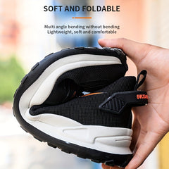 Men's Striped Work Safety Shoes Puncture-Proof Anti-skid Steel Toe Lightweight