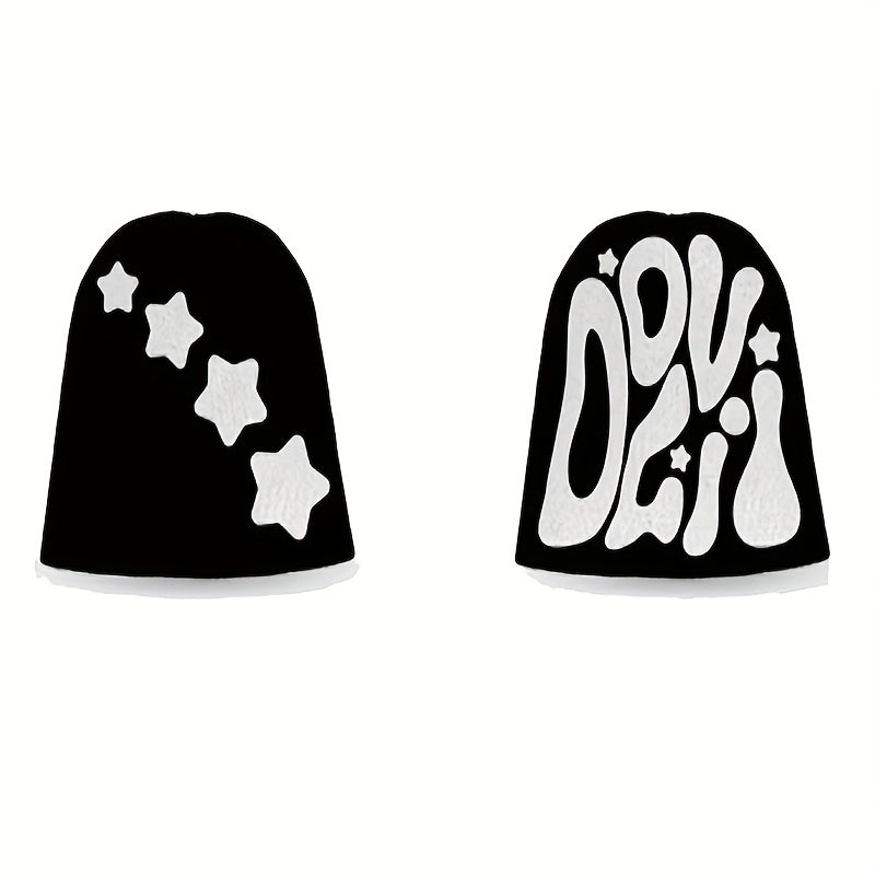 Y2K Unisex Knit Beanie Cap Solid Letter Star Jacquard Skull Hat H