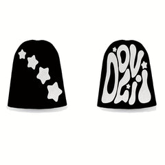 Y2K Unisex Knit Beanie Cap Solid Letter Star Jacquard Skull Hat H