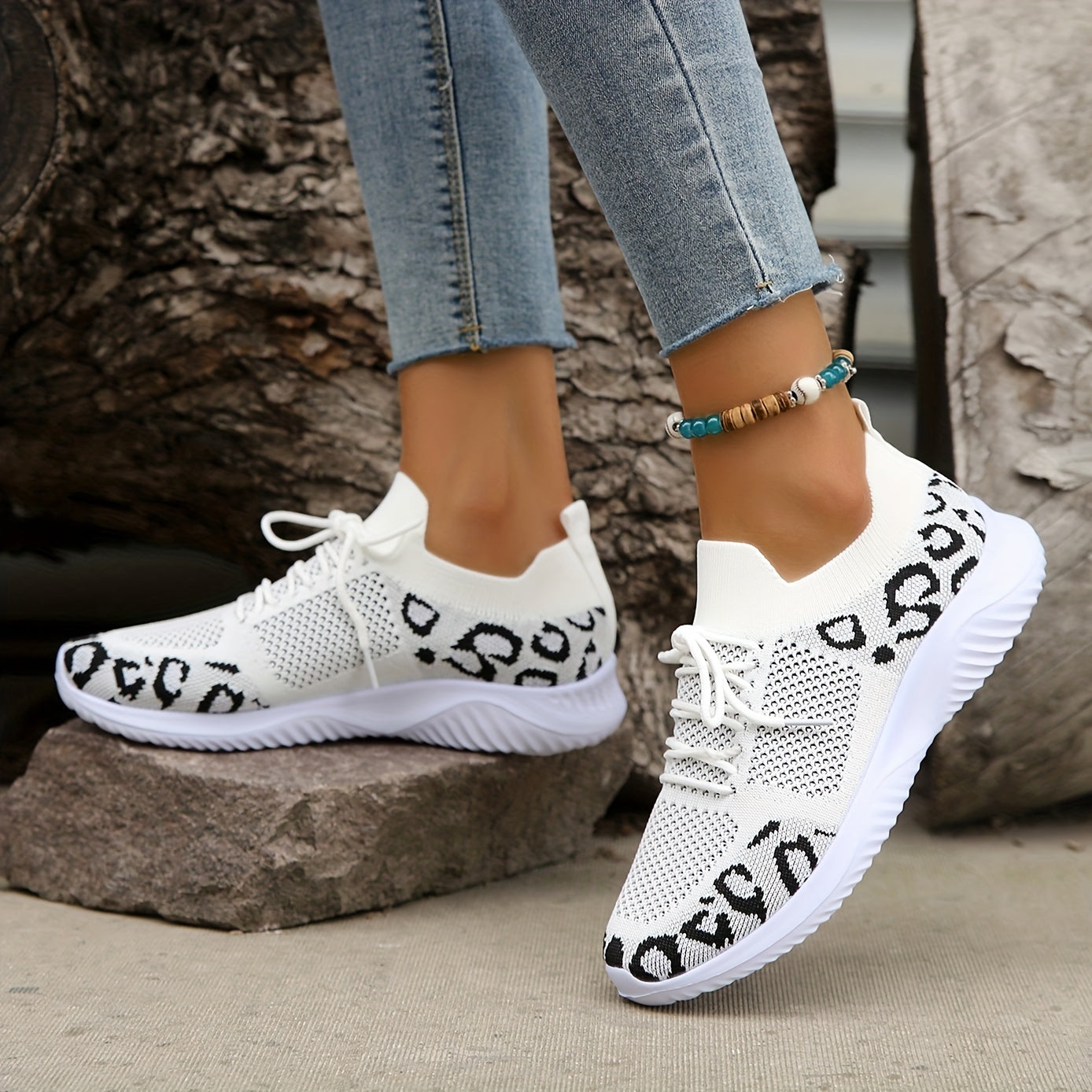Leopard Print Sneakers Lightweight Running Shoes