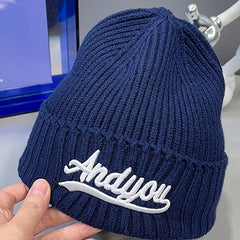 Embroidered Beanies For Women Men Unisex Chunky Hats Skull Cap