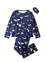 Cartoon Print Lounge Set Top & Pants Women's Loungewear