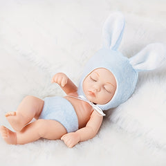8 Inch Reborn Baby Doll Floral Outfit & Bow Headband PVC Beige Infant Doll