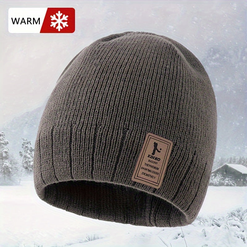 Beanie Winter Velvet Knitted Hat Outdoor Cycling Coldproof Ear Protection