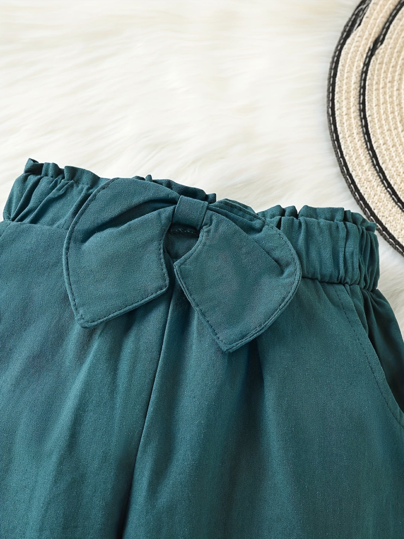 Girls Casual Bow Waist Capris Trousers