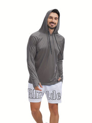 Men's UPF 50 Sun Protection Hoodie Long Sleeve for Outdoor Fishing
