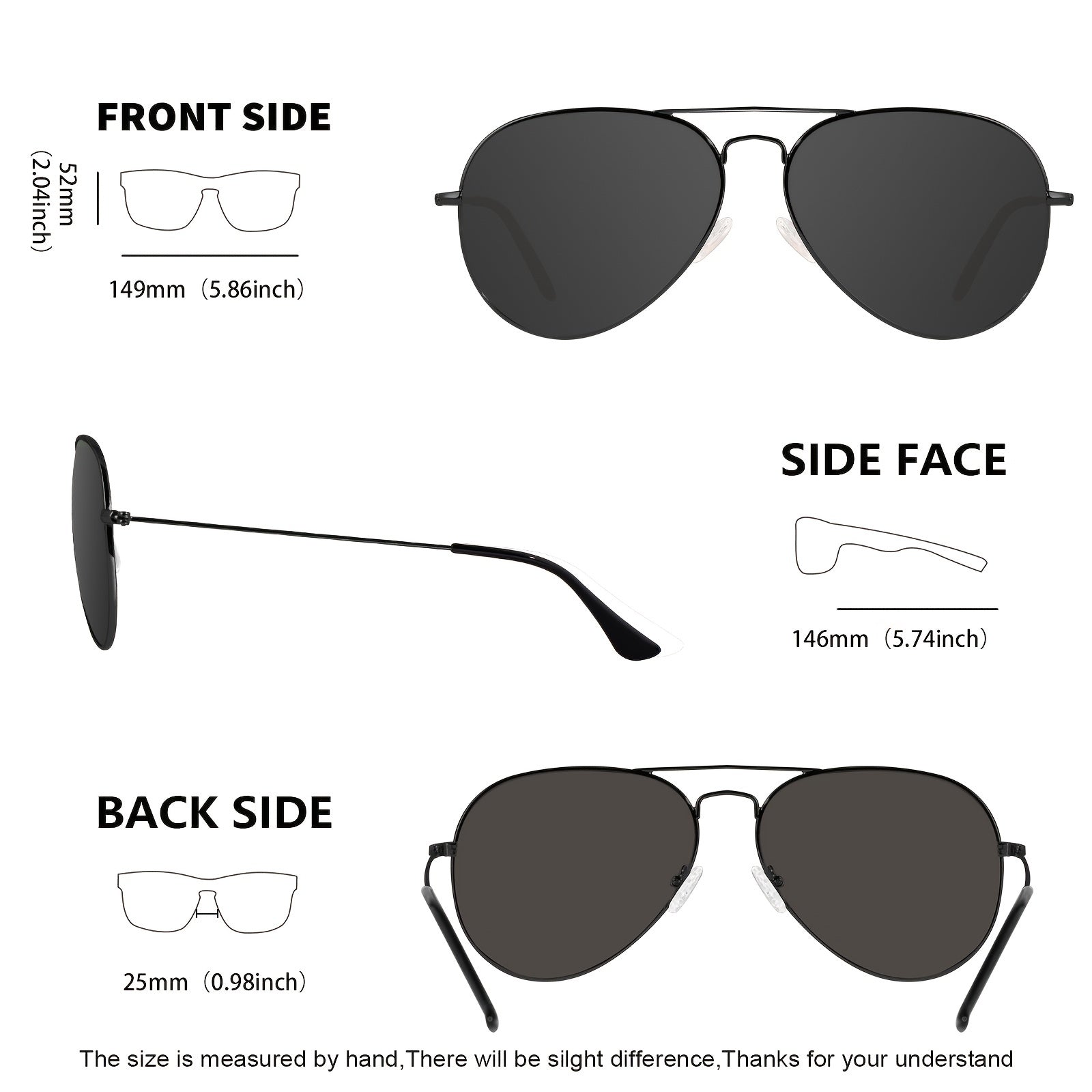 MAXJULI Polarized Aviator XL Sunglasses Metal Frame 8810