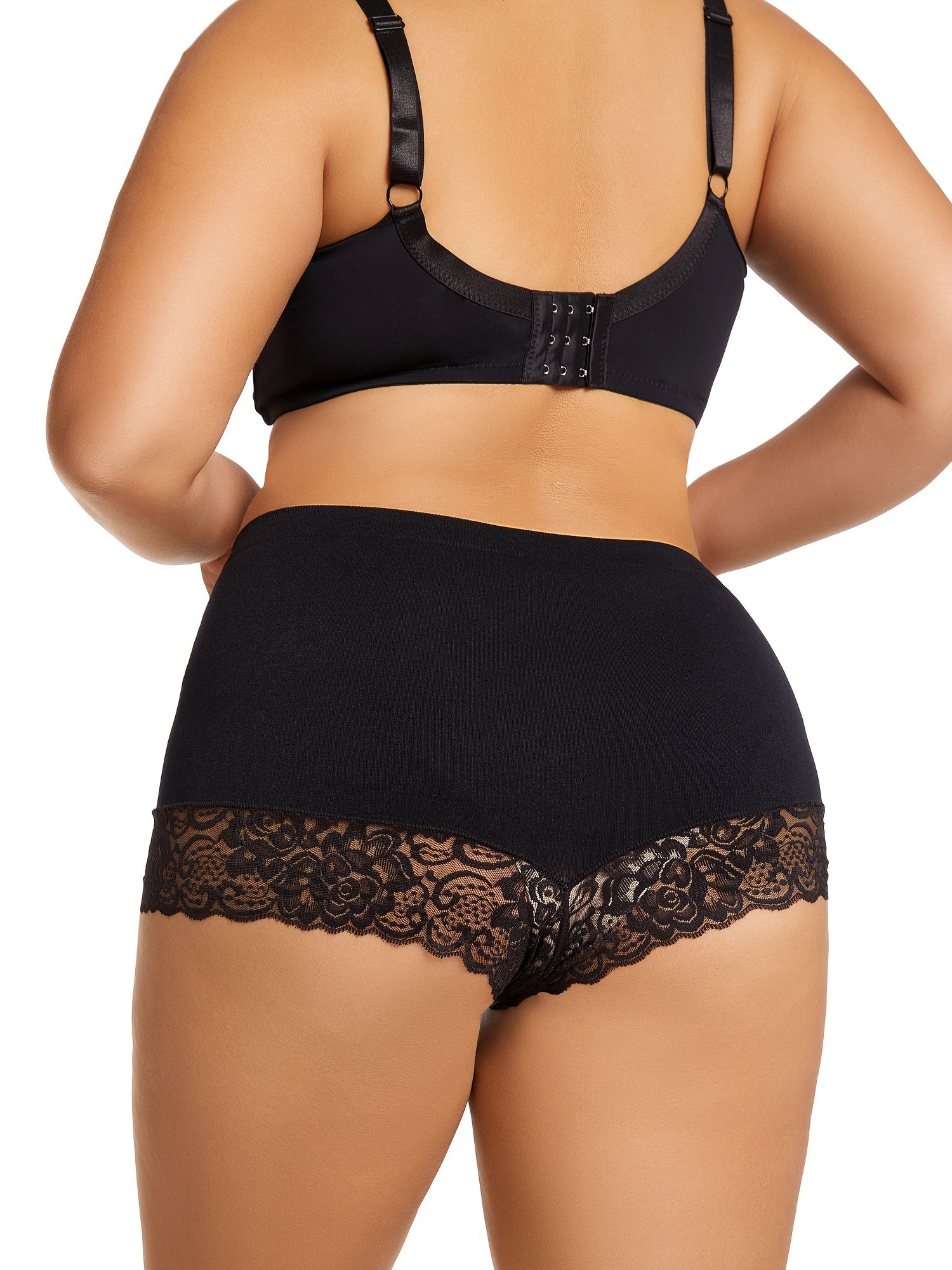 5 Pack Plus Size Lace Seamless High Stretch Briefs