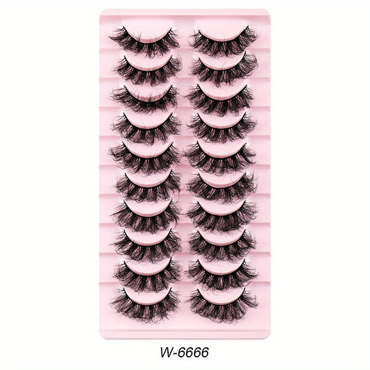 10 Pairs Faux Mink False Eyelashes Cat Eye Look Natural Look Reusable