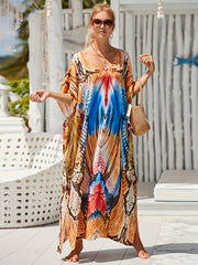 Boho Cover Up Women's Plus Allover Print Batwing Sleeve