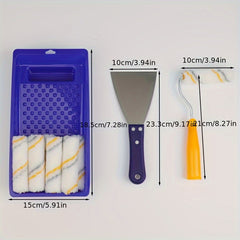 10pcs Mini Paint Roller Tool Box Set, Small Roller Frame Polyester