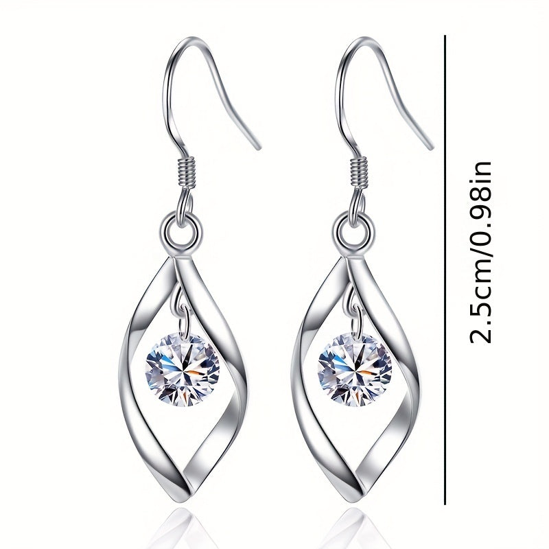 Zircon Decor Silvery Tassel Drop Earrings For Women