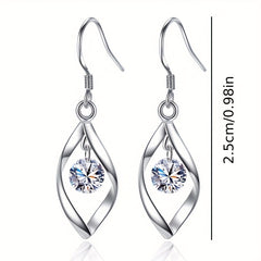 Zircon Decor Silvery Tassel Drop Earrings For Women