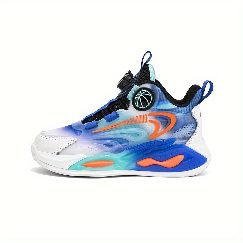 Boys' Basketball Shoes with Rotating Buckle Soft Sole