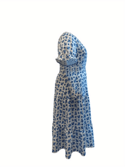 Floral Print Puff Sleeve Maxi Dress
