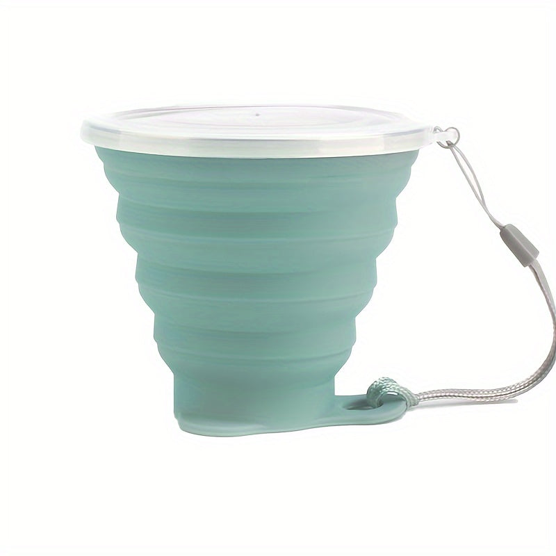 Silicone Folding Water Cup Portable Mouthwash Cup With Lid And Lanyard