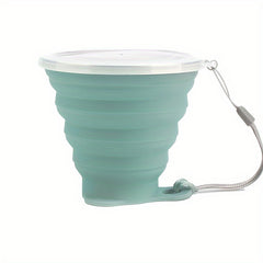 Silicone Folding Water Cup Portable Mouthwash Cup With Lid And Lanyard