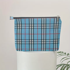 Men's Plaid Clutch Bag Business Card Zipper Coin Purse