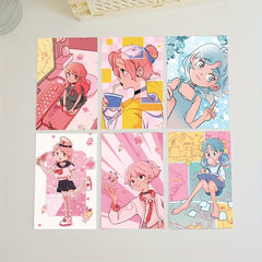 10pcs Cartoon Girl Postcards for Bedroom Wall Decor