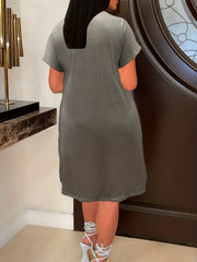 Casual Dress Women's Plus Cartoon Figure Print V Neck Dress
