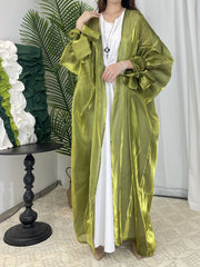 Organza Lantern Sleeve Open Front Robe