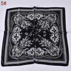 Women's Silk Head Scarf Floral Print Square Turban Lightweight Scarf