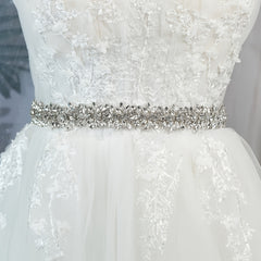 Rhinestone Bridal Girdle Hand Stitched Ribbon Belt