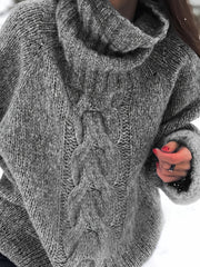 Solid Cable Long Sleeve Turtle Neck Sweater