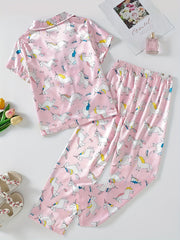 Girls Rainbow Unicorn Pajama Set Short Sleeve Top & Pants Sleepwear