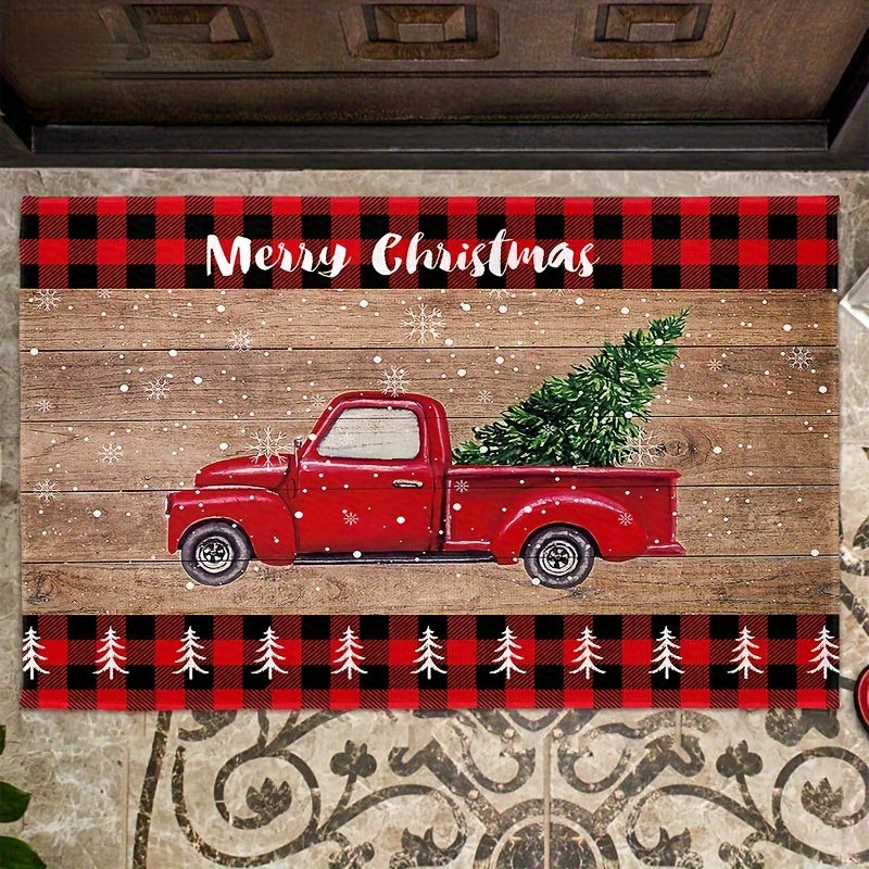 Christmas Truck Doormat Anti-fouling Portable Waterproof Mat